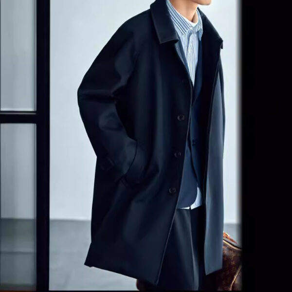 Wool Profile Trench Coat Raglan Sleeve - Image 5