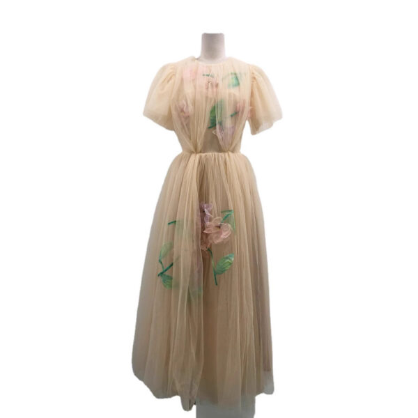 Designer Heavy Industry Net Yarn Hand-stitched Flower Fairy Dress - Image 6