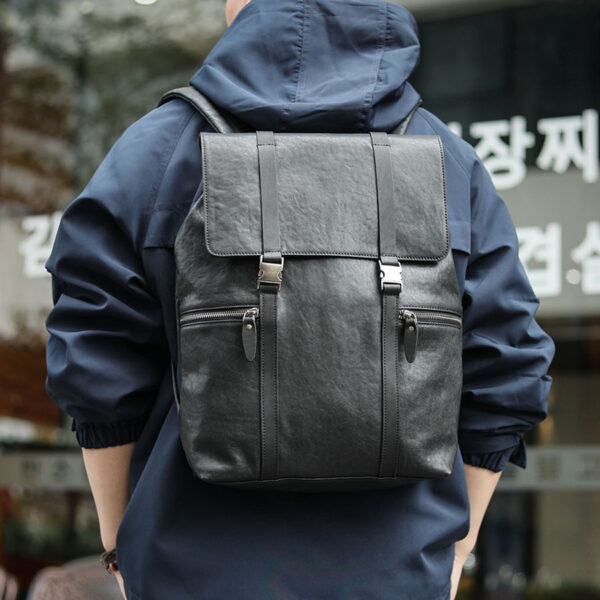 Business Commuting Cowhide Large Capacity Backpack - Image 4