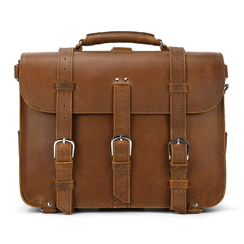Retro Travel Bag Men’s Crazy Horse Leather Hand Luggage Bag