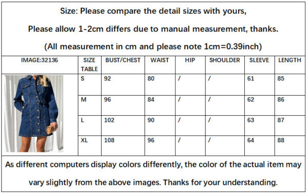Fashion Casual Button Denim Dress Women - Image 5