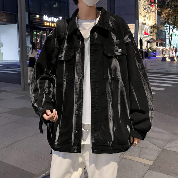 Handsome Trendy Personality Wear High Street Tie-dye Denim Coat For Men - Image 5