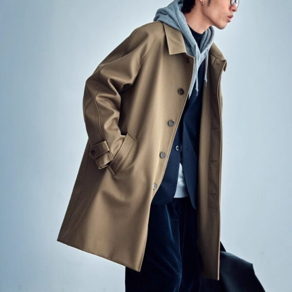 Wool Profile Trench Coat Raglan Sleeve - Image 7
