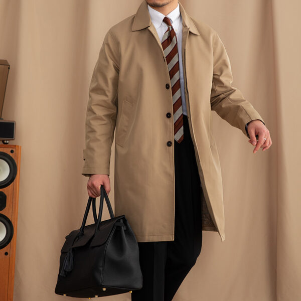 Lapel Single Breasted Business Casual Mid-length Trench Coat - Image 4