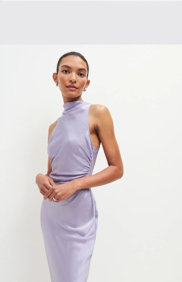 French Waist Slim Backless Acetate Dress - Image 4