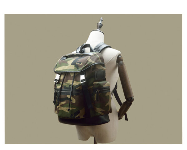Fashion Camouflage Canvas And Leather Backpack - Image 3