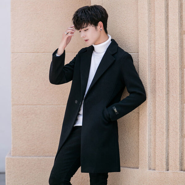 Slim-fit woolen men's trench coat - Image 8