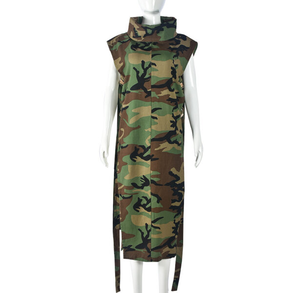 Denim Washed High Collar Dress Women - Image 10