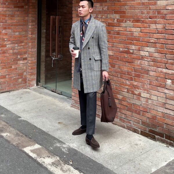 Retro High-quality Wool Plaid Polo Coat - Image 3