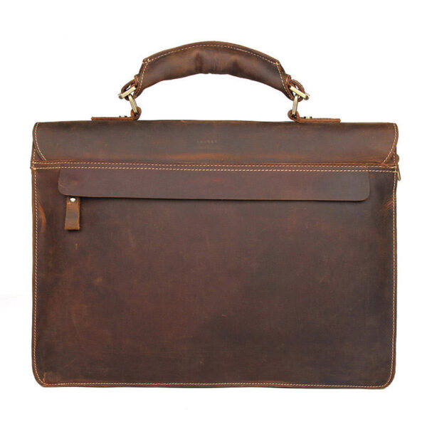 Leather Handbag Vintage Crazy Horse Leather Men's Briefcase - Image 5