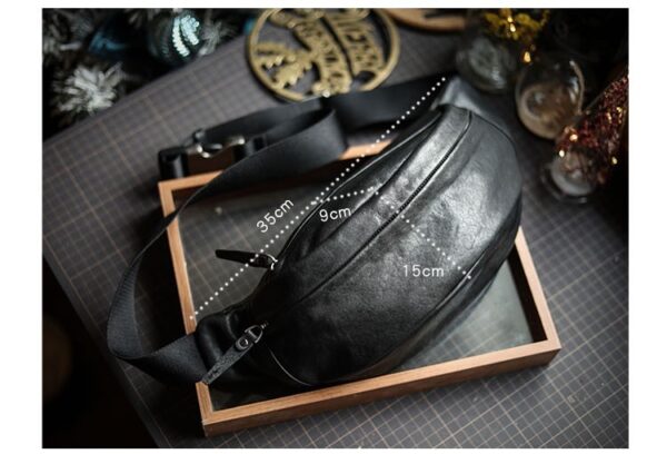 Men's Plant-tanned Cow Leather Cross-body Mobile Phone Bag - Image 6