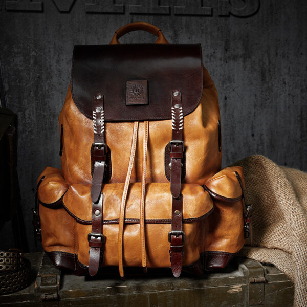 First Layer Leather Men's Large Capacity Travel Backpack - Image 2