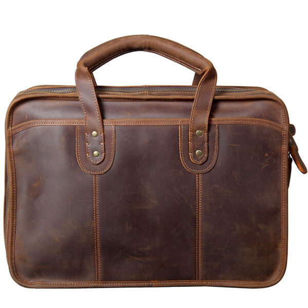 Men's Handmade Leather Laptop Bag Luggage - Image 5