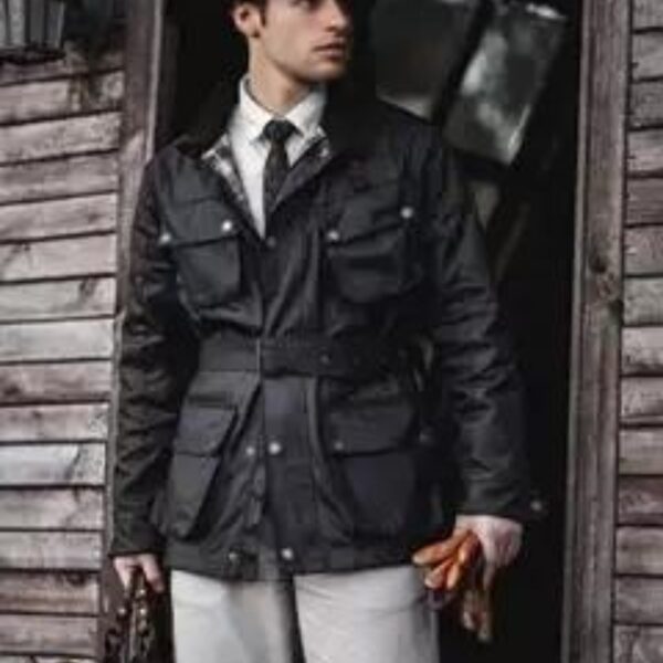 Oil Wax Jacket Trench Retro Biker's Waterproof Coat For Men - Image 5