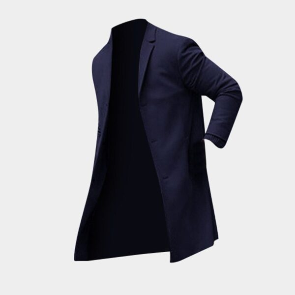Fashion Winter Men's Trench Long Jackets Coats Overcoat Classic Jackets Solid Slim Fit Outwear Hombre Men Clothes Khaki Black - Image 2