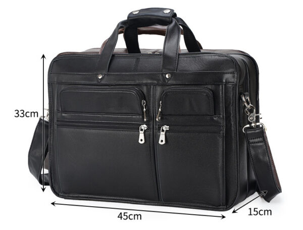 Tiding Leather Leather Business First Layer Cowhide 17-inch Laptop Bag - Image 4