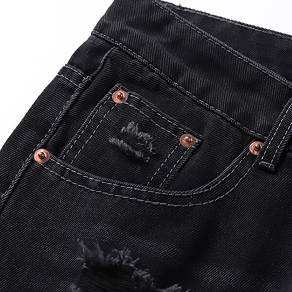 Washing Hole Denim Bootcut Trousers Men - Image 9