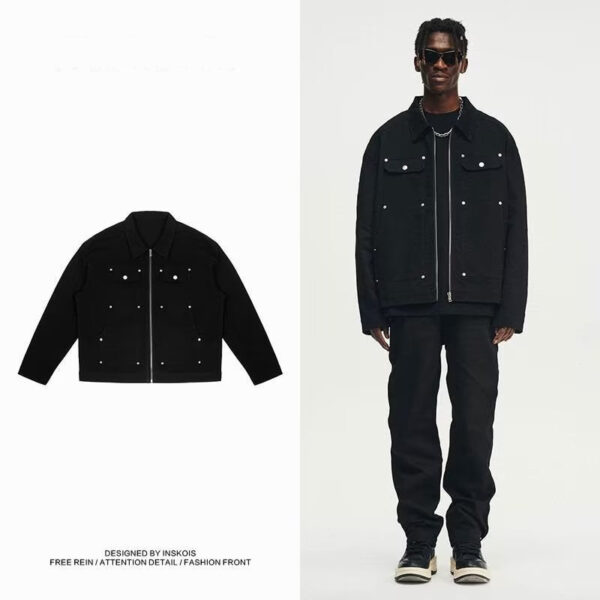 Autumn Retro American Washed Denim Jacket For Men - Image 2