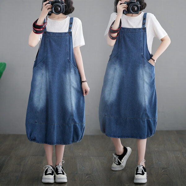 Fashion Loose Denim Strap Dress Women