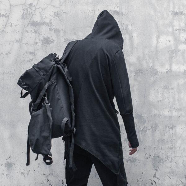 Dark Asymmetric Design Coat Gothic Trench Coat Men - Image 5