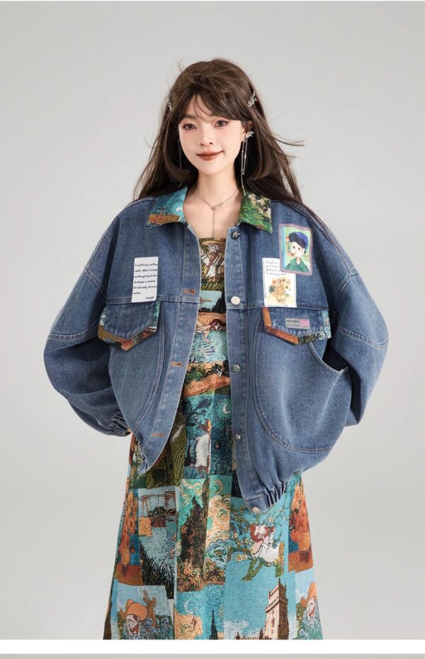 Artistic Denim Jacket For Women - Image 4