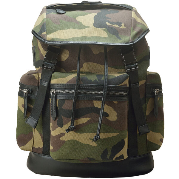 Fashion Camouflage Canvas And Leather Backpack - Image 5