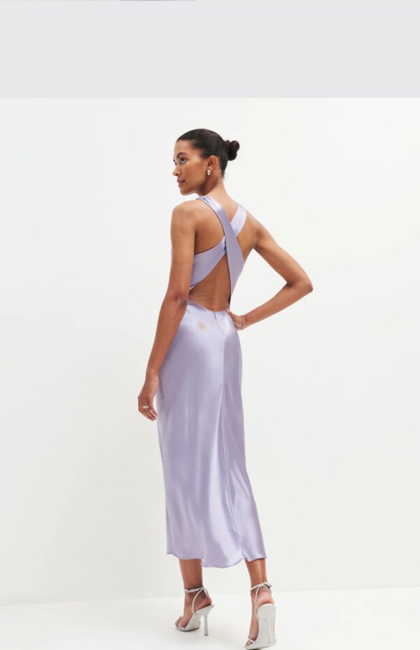 French Waist Slim Backless Acetate Dress - Image 9