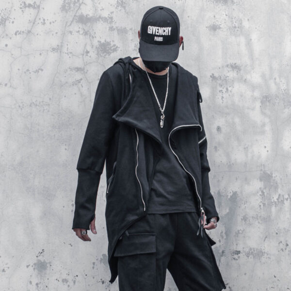 Dark Asymmetric Design Coat Gothic Trench Coat Men - Image 2