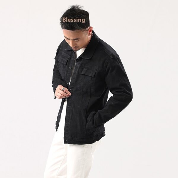 Handsome Korean Style Slim Fit Denim Coat For Men - Image 8