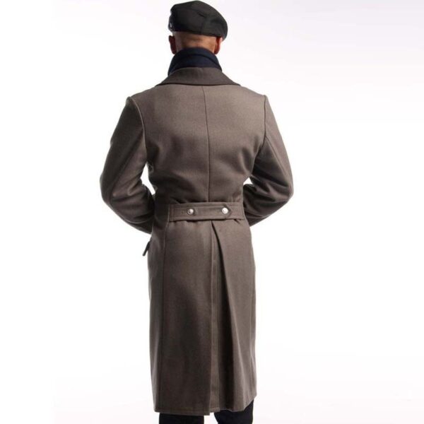 Men's Contrast Collar Woolen Long Coat - Image 3