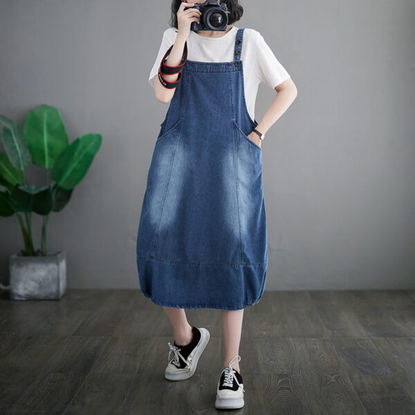 Fashion Loose Denim Strap Dress Women - Image 7