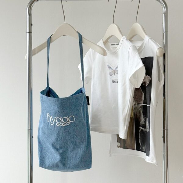 Denim Canvas Bag For Women Minimalist - Image 3