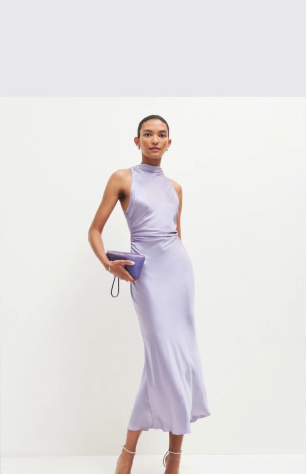 French Waist Slim Backless Acetate Dress - Image 6