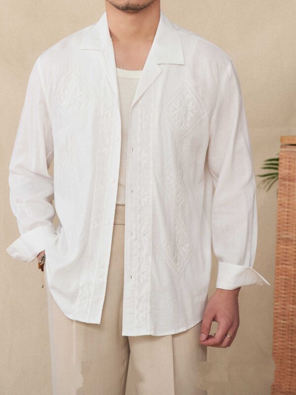 Cotton And Linen Thin Embroidery Sunscreen Shirt - Image 3