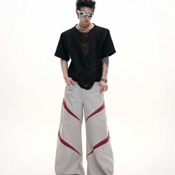 Hollow Out V-neck Short Sleeve T-shirt - Image 4
