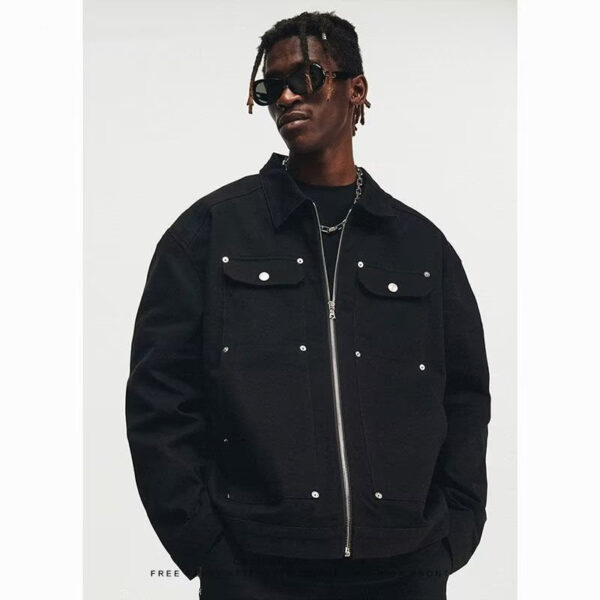 Autumn Retro American Washed Denim Jacket For Men - Image 6