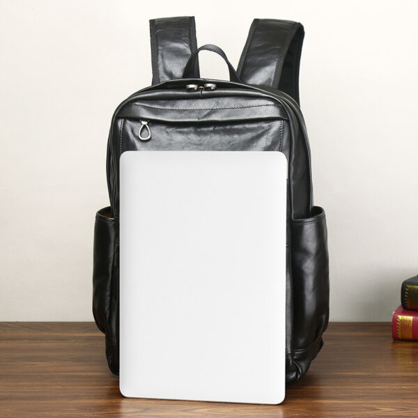 Men's Leather Large Capacity Business Trip Casual And Comfortable Backpack - Image 5