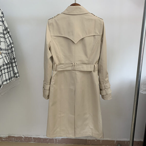 Buckle double-breasted belted long trench coat - Image 4
