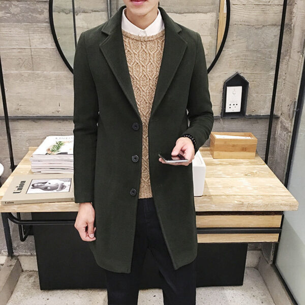 Slim-fit woolen men's trench coat - Image 5