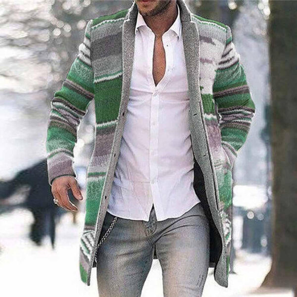 Mid-length Cardigan Casual Trench Coat Men - Image 3