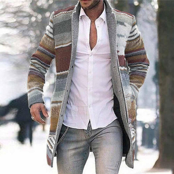 Mid-length Cardigan Casual Trench Coat Men - Image 6