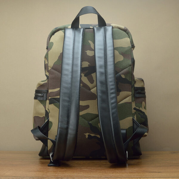 Fashion Camouflage Canvas And Leather Backpack - Image 4