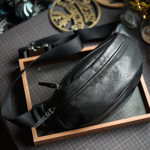 Men's Plant-tanned Cow Leather Cross-body Mobile Phone Bag - Image 4