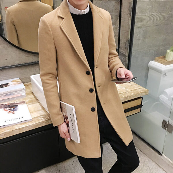 Slim-fit woolen men's trench coat - Image 4