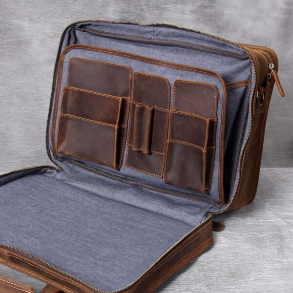 Men's Handmade Leather Laptop Bag Luggage - Image 8