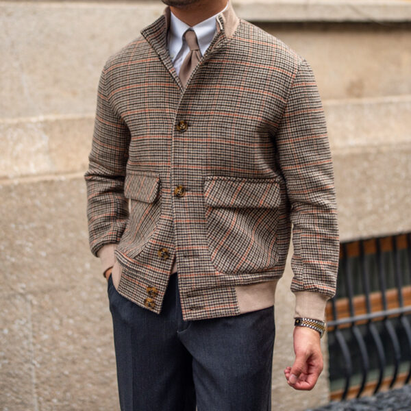 Bomber Jacket Tweed Fleece Cropped Slim-fit Jacket With Stand-up Collar - Image 4