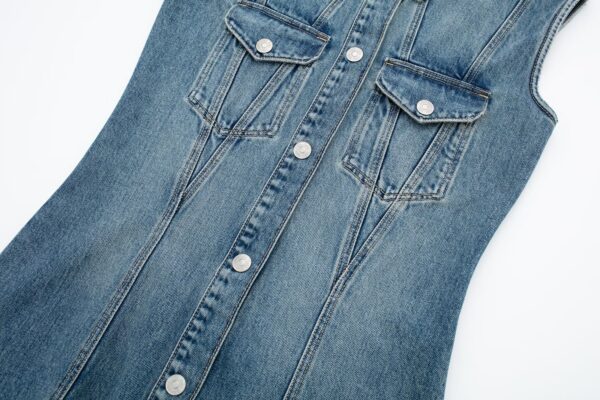 Blue Slim Denim Dress For Women - Image 5