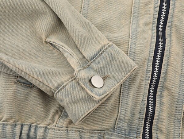 Loose Yellow Mud Color Denim Coat For Men - Image 8