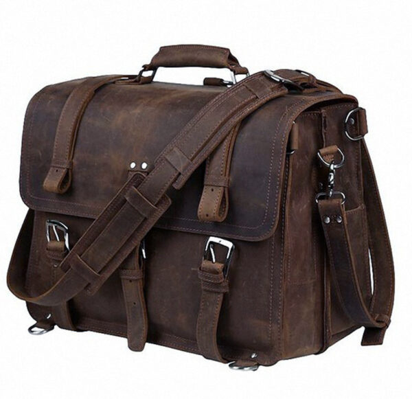 Retro Crazy Horse Leather Men's Traveling Bag - Image 5
