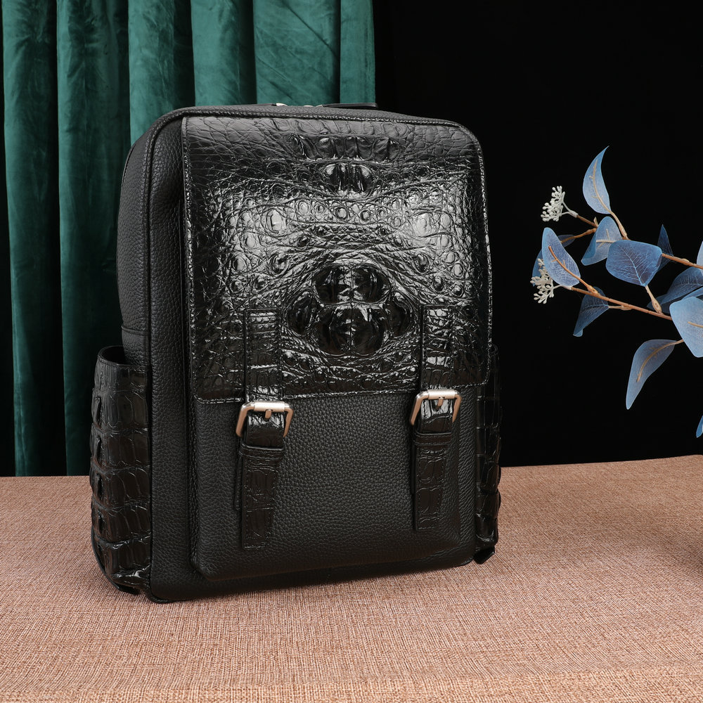 Crocodile Bone Leather Fabric Leisure Men’s Real-leather Bag